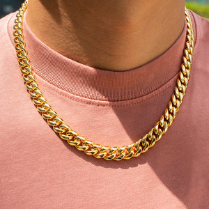 10mm Miami Cuban Link Chain In Yellow Gold