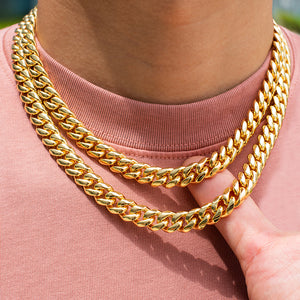 10mm Miami Cuban Link Chain In Yellow Gold