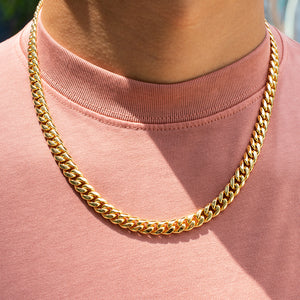 BUNDLE - (8mm) Miami Cuban Link Chain+Bracelet In Yellow Gold