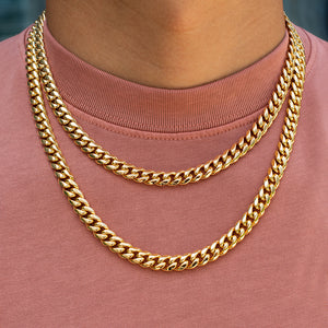 8mm Miami Cuban Link Chain in Yellow Gold