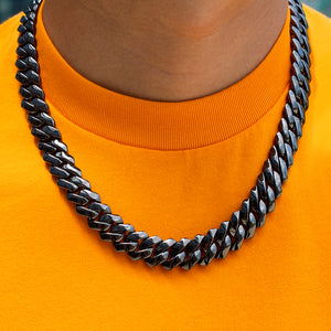 14mm Prong Miami Cuban Link Chain In Black Gold