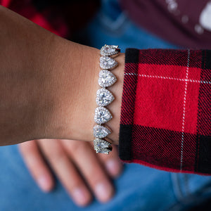 10mm Heart Clustered Tennis Bracelet in White Gold