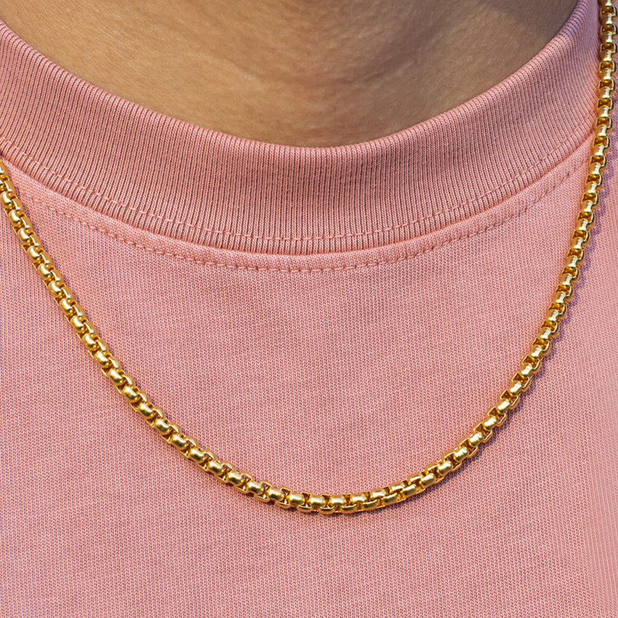 Gold Square Pearl Chain 4mm