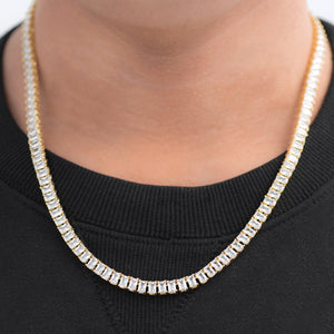 Baguette Tennis Chain (5mm) in Yellow Gold