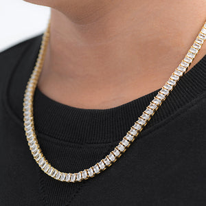 Baguette Tennis Chain (5mm) in Yellow Gold