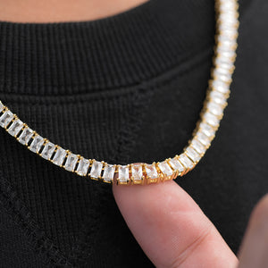 Baguette Tennis Chain (5mm) in Yellow Gold