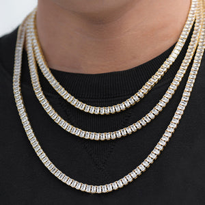 Baguette Tennis Chain (5mm) in Yellow Gold