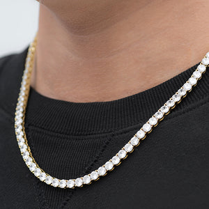 Round Cut Tennis Chain (5mm) in Yellow Gold
