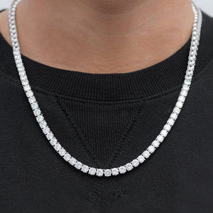 Round Cut Tennis Chain (5mm) in White Gold