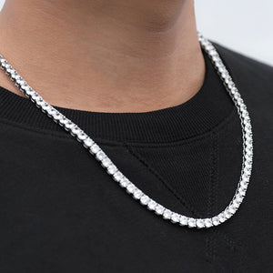 Round Cut Tennis Chain (5mm) in White Gold