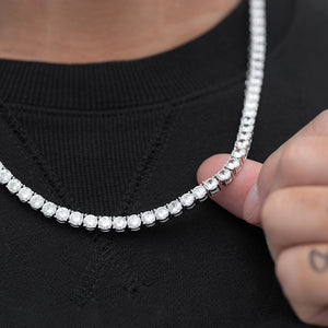 Round Cut Tennis Chain (5mm) in White Gold