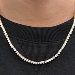 Round Cut 3 Prong Tennis Chain (3mm) in Yellow Gold