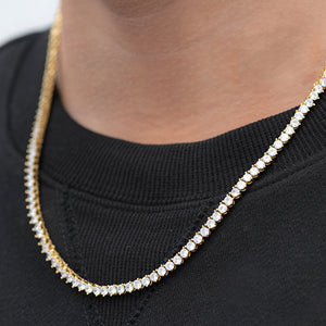 Round Cut 3 Prong Tennis Chain (3mm) in Yellow Gold