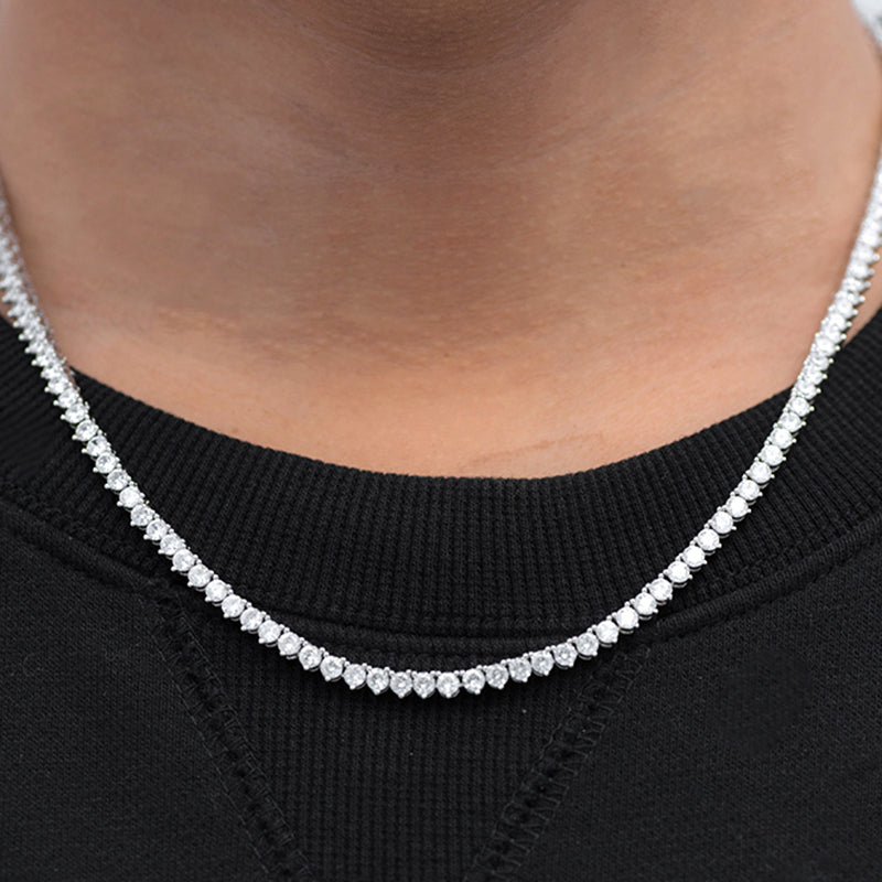 Round Cut 3 Prong Tennis Chain (3mm) in White Gold