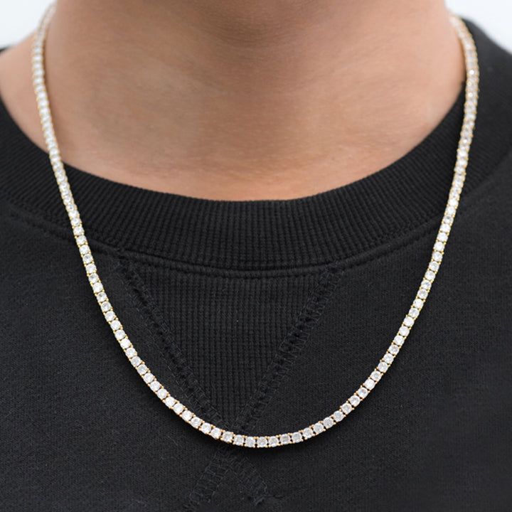 Round Cut Tennis Chain (3mm) in Yellow Gold