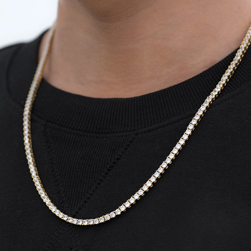 Round Cut Tennis Chain (3mm) in Yellow Gold