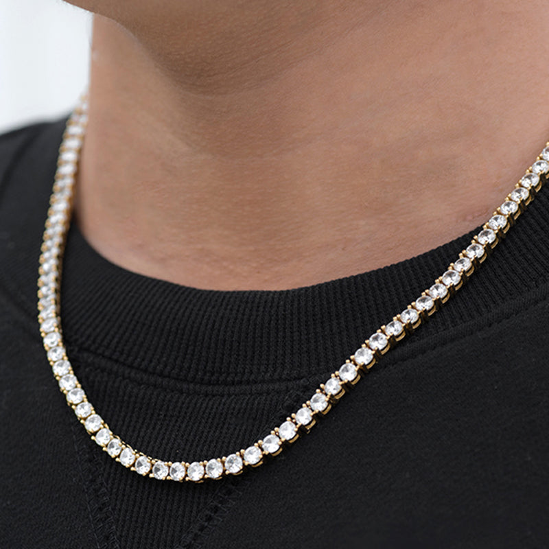 Round Cut Tennis Chain (4mm)  in Yellow Gold