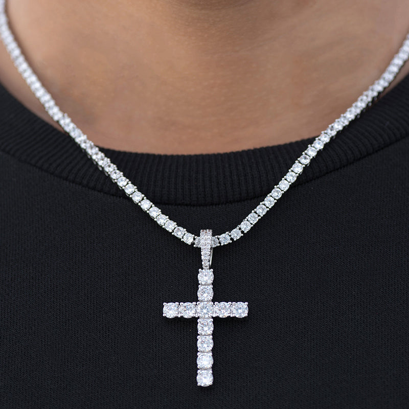 Diamond Cross Necklace + 4mm Tennis Chain – DRMD JEWELRY