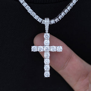 Diamond Cross Necklace + 4mm Tennis Chain