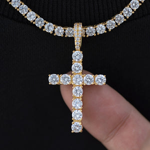 Diamond Cross Necklace + 4mm Tennis Chain