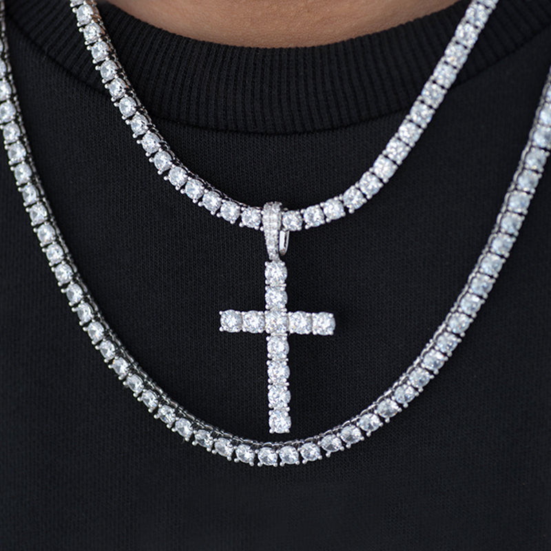 Diamond Cross Necklace Pendant Chains Set – DRMD JEWELRY