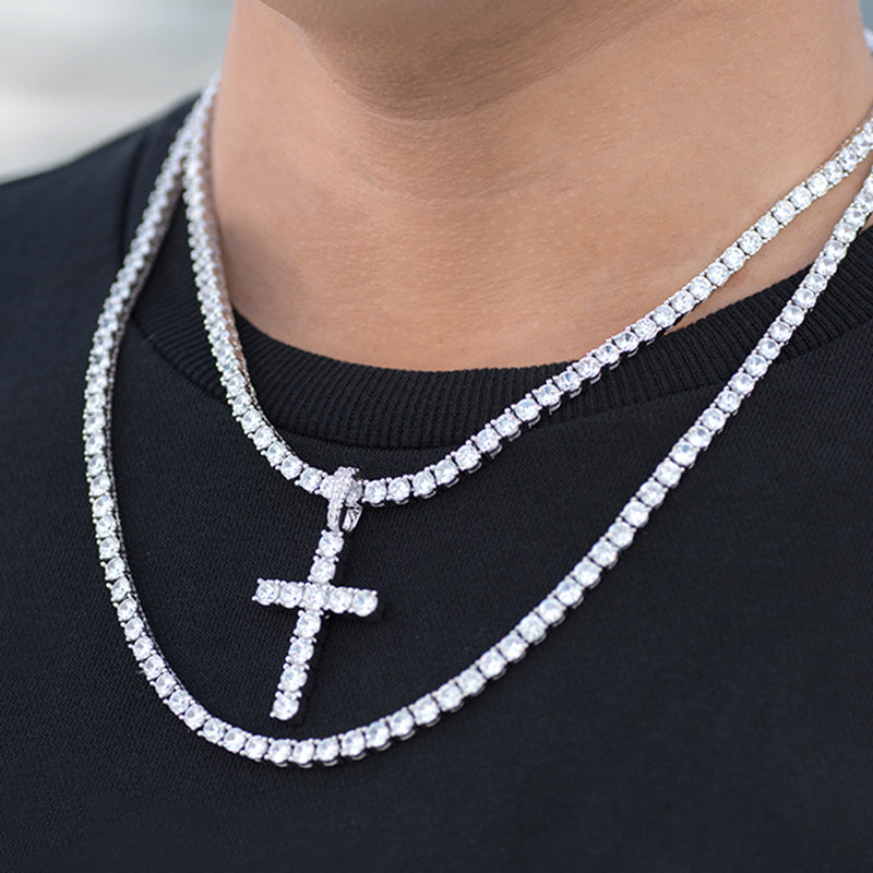 Diamond Cross Necklace Pendant Chains Set – DRMD JEWELRY