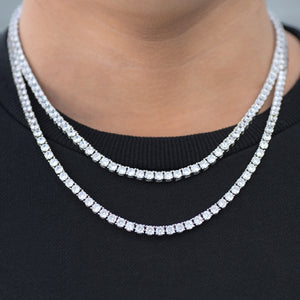 BUNDLE - 4mm Round Cut Tennis Chain 2PCS in White Gold