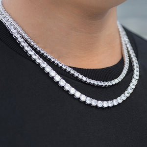 BUNDLE - 6mm Round Cut Tennis Chain + 4mm Round Cut Tennis Chain in White Gold