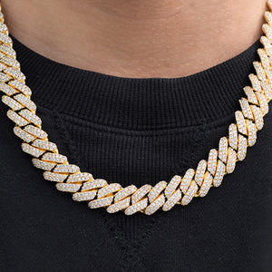 Prong Cuban Link Choker (12mm) in Yellow Gold