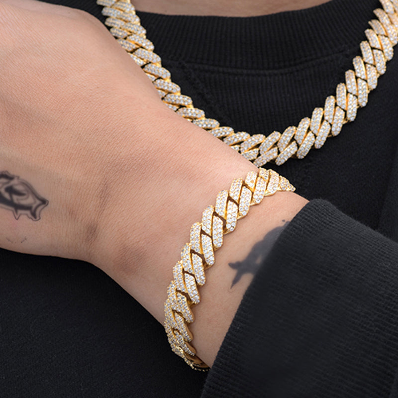 Prong Cuban Link Bracelet (12mm) in Yellow Gold