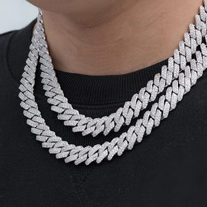 BUNDLE - Prong Cuban Link Choker (12mm) 2PCS in White Gold