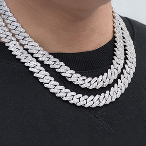 BUNDLE - Prong Cuban Link Choker (12mm) 2PCS in White Gold