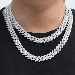 BUNDLE - Prong Cuban Link Choker (12mm) 2PCS in White Gold