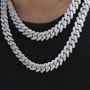 BUNDLE - Prong Cuban Link Choker (12mm) 2PCS in White Gold