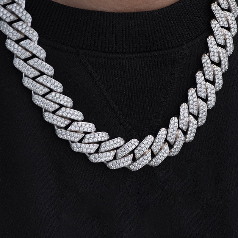 Diamond Two Rows Prong Cuban Chain (19mm) in White Gold – DRMD JEWELRY