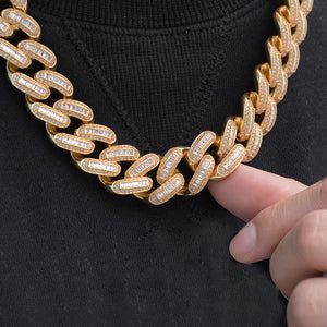 Baguette Cuban Chain (19mm) in Yellow Gold