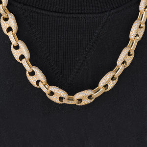 12mm Diamond Link Chain in Yellow Gold