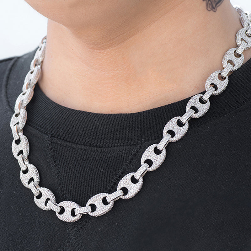 Diamond Linked Chain 12mm Diamond Link Chain in White Gold – DRMD JEWELRY