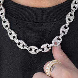 12mm Diamond Link Chain in White Gold