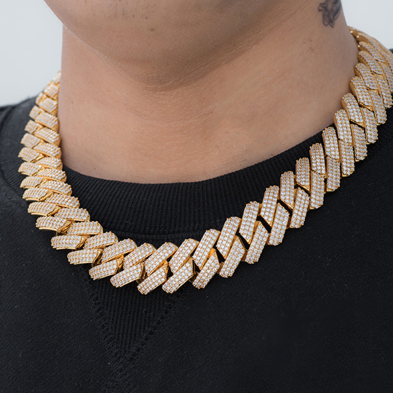Prong Cuban Link Chain (19mm) in Yellow Gold