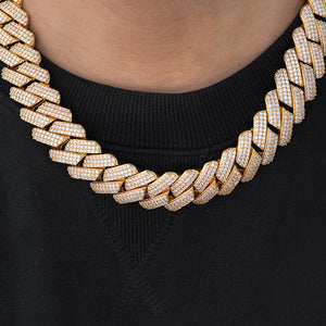 Prong Cuban Link Chain (19mm) in Yellow Gold