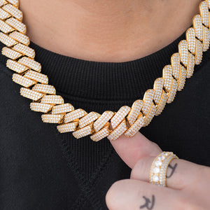 Prong Cuban Link Chain (19mm) in Yellow Gold