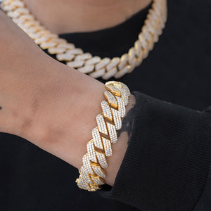 Prong Cuban Link Bracelet (19mm) in Yellow Gold