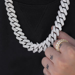 Prong Cuban Link Chain (19mm) in White Gold