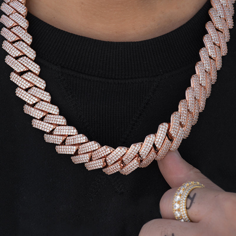 Prong Cuban Link Chain (19mm) in Rose Gold
