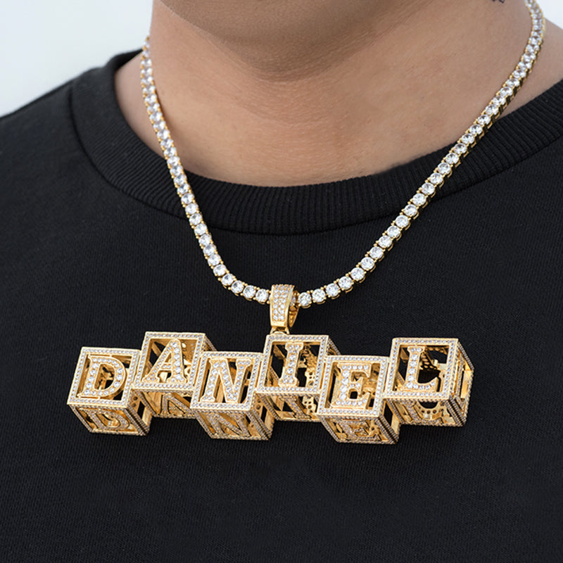 Custom Baby Hollow Block Letters Necklaces