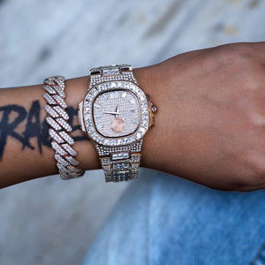 Diamond Square Baguette Watch In Rose Gold DRMD Jewelry