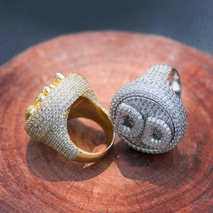 Custom Diamond Spinning Letter Ring in White Yellow Gold DRMD Jewelry