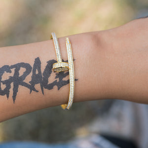 Iced Nail Bracelet in White Yellow Rose Gold DRMD Jewelry