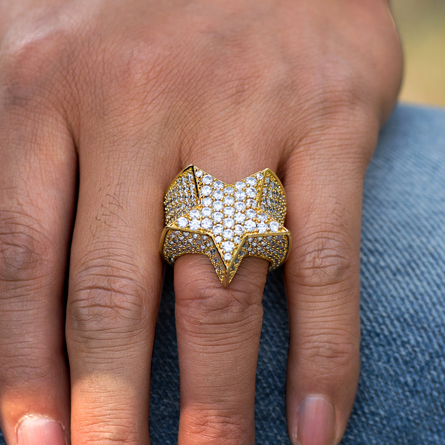 Diamond Five Star Ring in White Yellow Rose Gold DRMD Jewelry